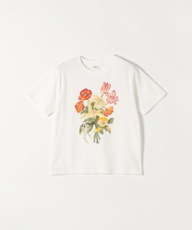 SOMETHING（サムシング）の「SOMETHING × TOLIGHT:〈洗濯機可能〉フラワー イラスト プリント Tシャツ（Tシャツ/カットソー）」