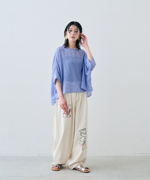 MEDE19F(メデジュウキュウ)の「MEDE19F シングルガーゼドルマントップス(その他トップス・レディース・レッド/ブルー/ブラック・M/L/LL)」の8枚目の写真