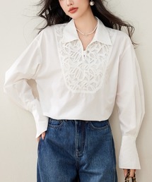 フラワーレース切替 エレガントブラウス