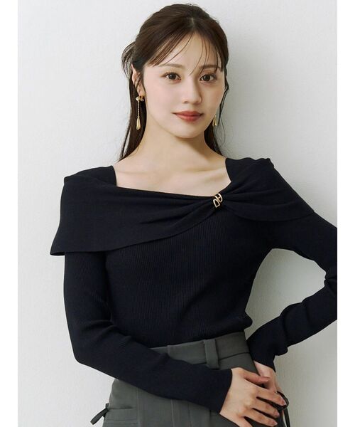 MERCURYDUO(マーキュリーデュオ)の「メタルモチーフ付リブニット(ニット/セーター・レディース・ミント/ベージュ/ネイビー/オフホワイト・FREE)」の4枚目の写真