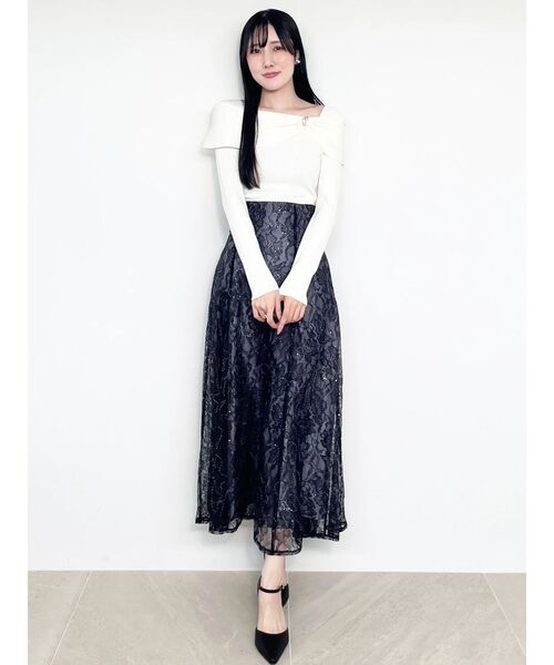 MERCURYDUO(マーキュリーデュオ)の「メタルモチーフ付リブニット(ニット/セーター・レディース・ミント/ベージュ/ネイビー/オフホワイト・FREE)」の16枚目の写真