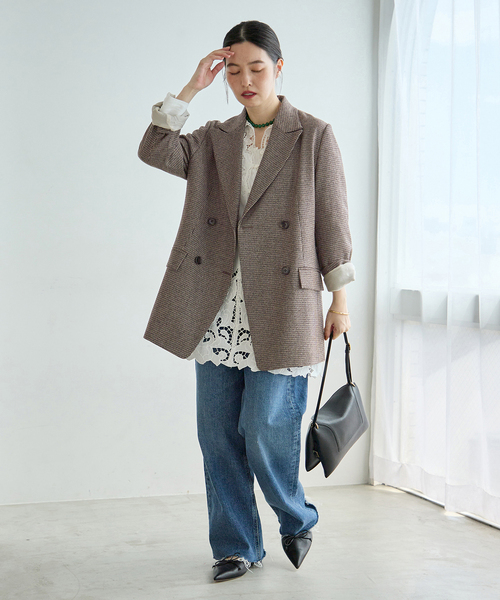 journal standard L'essage(ジャーナルスタンダードレサージュ)の「千鳥チェックジャケット(テーラードジャケット・レディース・ウッド・38/36)」の2枚目の写真
