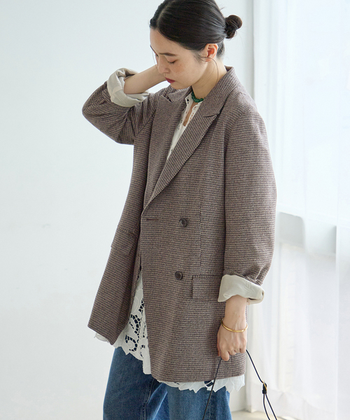 journal standard L'essage(ジャーナルスタンダードレサージュ)の「千鳥チェックジャケット(テーラードジャケット・レディース・ウッド・38/36)」の3枚目の写真