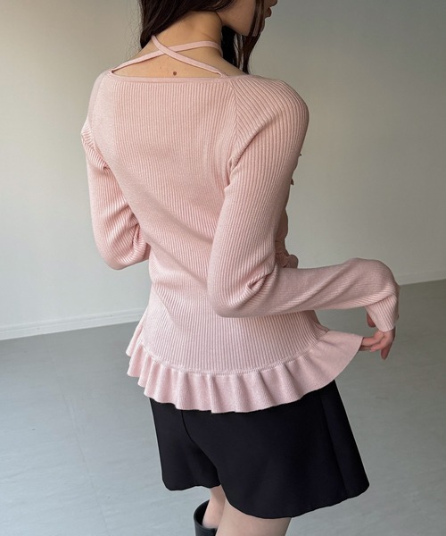 junoah(ジュノア)の「裾フリルボートネックニットトップス(ニット/セーター・レディース・ピンク/ブラック/アイボリー・MEDIUM/LARGE)」の15枚目の写真