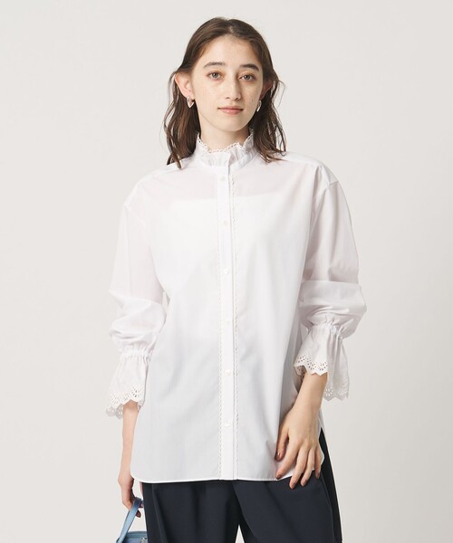 UNITED ARROWS(ユナイテッドアローズ)の「エンブロイダリー スタンドフリル シャツ(シャツ/ブラウス・レディース・その他7/オフホワイト/その他1・FREE)」の2枚目の写真