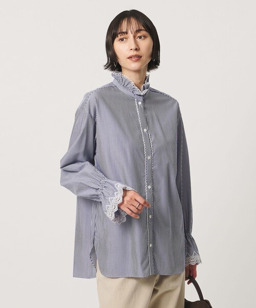UNITED ARROWS(ユナイテッドアローズ)の「エンブロイダリー スタンドフリル シャツ(シャツ/ブラウス・レディース・その他7/オフホワイト/その他1・FREE)」の4枚目の写真