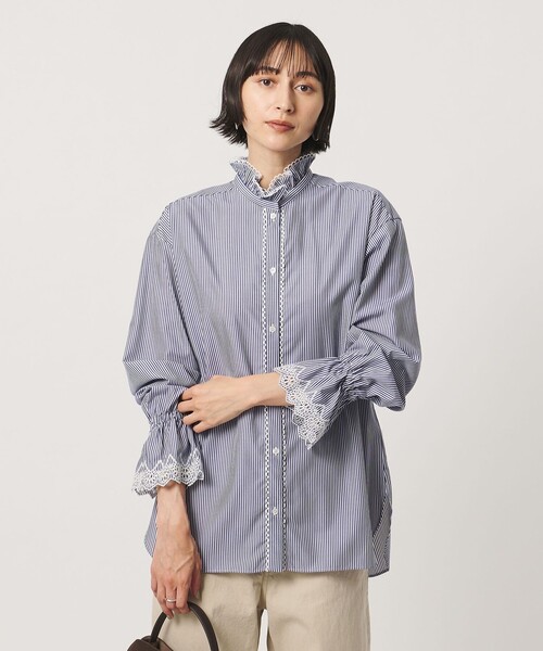 UNITED ARROWS(ユナイテッドアローズ)の「エンブロイダリー スタンドフリル シャツ(シャツ/ブラウス・レディース・その他7/オフホワイト/その他1・FREE)」の5枚目の写真