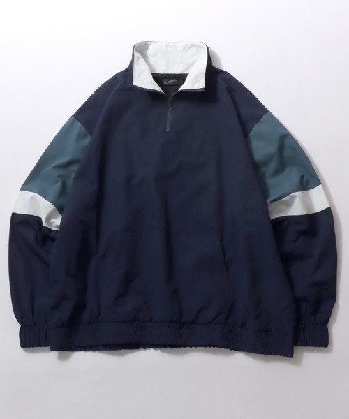 SITRY(シトリー)の「Anorak Jacket/オーバーサイズ アノラックジャケット ハーフジップ ナイロンプルオーバー トラックジャケット ブルゾン(ナイロンジャケット・メンズ・ブラック/オフホワイト/ネイビー/サックスブルー・L/M)」の1枚目の写真