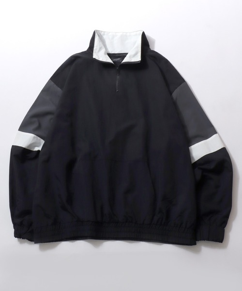 SITRY(シトリー)の「Anorak Jacket/オーバーサイズ アノラックジャケット ハーフジップ ナイロンプルオーバー トラックジャケット ブルゾン(ナイロンジャケット・メンズ・ブラック/オフホワイト/ネイビー/サックスブルー・L/M)」の3枚目の写真