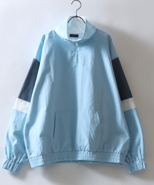 SITRY(シトリー)の「Anorak Jacket/オーバーサイズ アノラックジャケット ハーフジップ ナイロンプルオーバー トラックジャケット ブルゾン(ナイロンジャケット・メンズ・ブラック/オフホワイト/ネイビー/サックスブルー・L/M)」の8枚目の写真