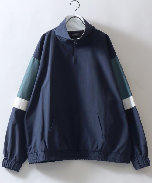 SITRY(シトリー)の「Anorak Jacket/オーバーサイズ アノラックジャケット ハーフジップ ナイロンプルオーバー トラックジャケット ブルゾン(ナイロンジャケット・メンズ・ブラック/オフホワイト/ネイビー/サックスブルー・L/M)」の7枚目の写真
