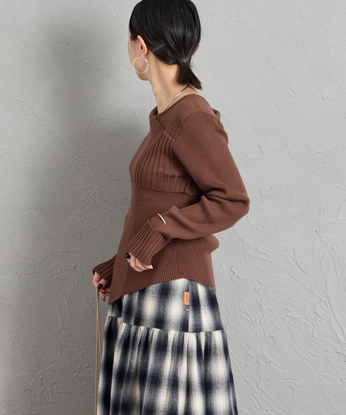 nenom（ネノム）の「【WEB先行予約】[nenom/ネノム] 2WAY アシンメトリーリブニットプルオーバー（ニット/セーター・レディース・ブラック/グレー/ブラウン/アイボリー・F）」の20枚目の写真