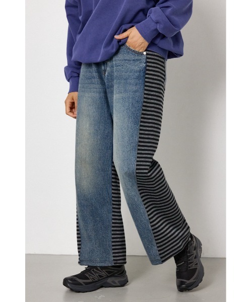 RODEO CROWNS WIDE BOWL(ロデオクラウンズワイドボウル)の「DENIM COMBO PANTS(デニムパンツ・レディース・ブルー系その他/ブルー/ブラック・SMALL/MEDIUM)」の3枚目の写真