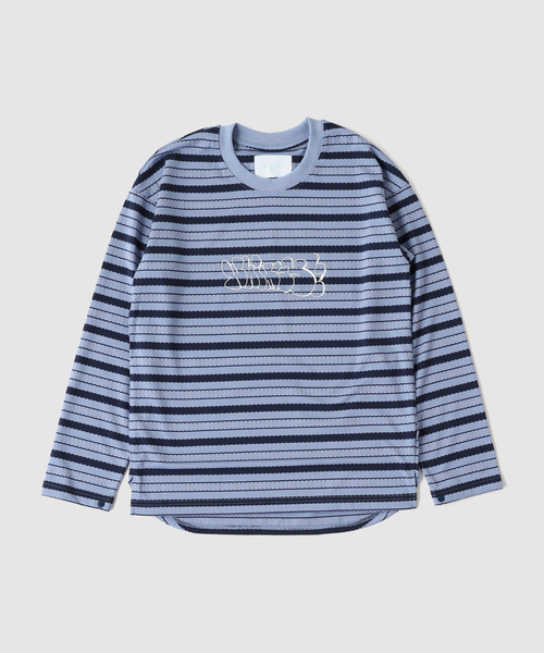 Whimsy(ウィムジー)の「Whimsy / ウィムジー BUBBLE LETTERD BORDER TOP(Tシャツ/カットソー・メンズ・グリーン/ブルー・MEDIUM)」の2枚目の写真