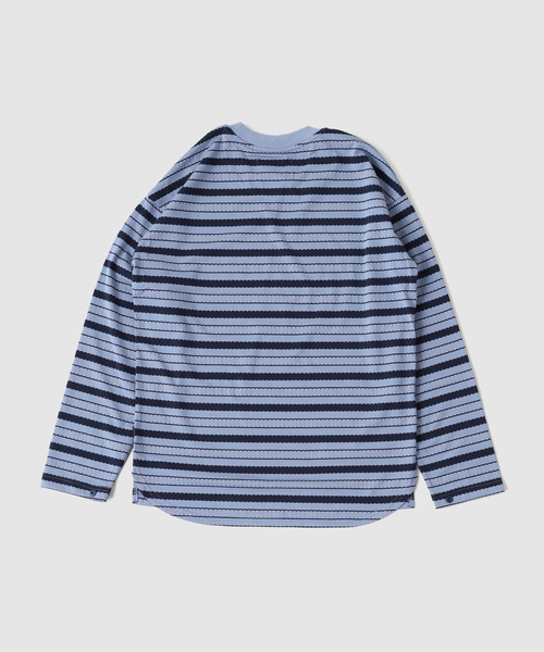 Whimsy(ウィムジー)の「Whimsy / ウィムジー BUBBLE LETTERD BORDER TOP(Tシャツ/カットソー・メンズ・グリーン/ブルー・MEDIUM)」の3枚目の写真