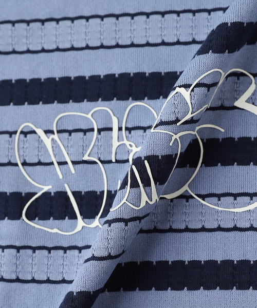 Whimsy(ウィムジー)の「Whimsy / ウィムジー BUBBLE LETTERD BORDER TOP(Tシャツ/カットソー・メンズ・グリーン/ブルー・MEDIUM)」の7枚目の写真