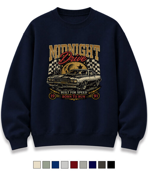 NANDE(ナンデ)の「MIDNIGHT プリント オーバーサイズ グラフィック スウェット CP裏毛 9色(スウェット・レディース・ライトグレー/ブラック/ネイビー/ダークグレー/ミント/クリーム/杢グレー/ダークブルー/ワイン・SMALL/MEDIUM/LARGE/X-LARGE)」の7枚目の写真