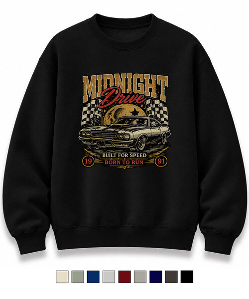 NANDE(ナンデ)の「MIDNIGHT プリント オーバーサイズ グラフィック スウェット CP裏毛 9色(スウェット・レディース・ライトグレー/ブラック/ネイビー/ダークグレー/ミント/クリーム/杢グレー/ダークブルー/ワイン・SMALL/MEDIUM/LARGE/X-LARGE)」の1枚目の写真