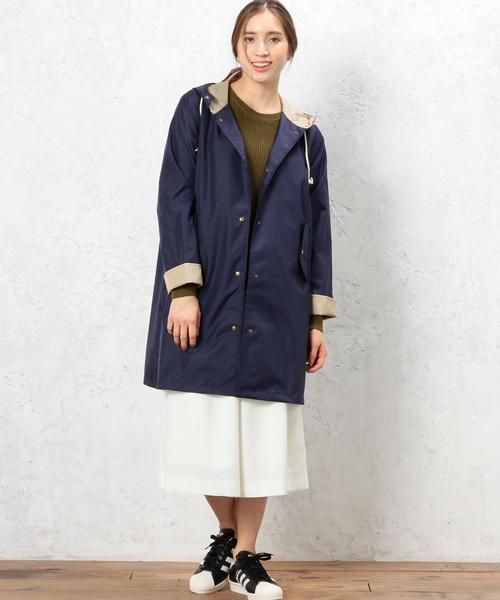 green label relaxing（グリーンレーベルリラクシング）の「CB バイカラーレインコート（レインコート/ポンチョ・レディース・ネイビー・FREE）」の9枚目の写真