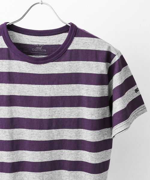 URBAN RESEARCH DOORS MENS（アーバンリサーチ ドアーズ メンズ）の「DOORS Hemp Cotton Border Tee（Tシャツ/カットソー・メンズ・グレー/グリーン/ネイビー/オレンジ/パープル/ブラック・38/40）」の5枚目の写真