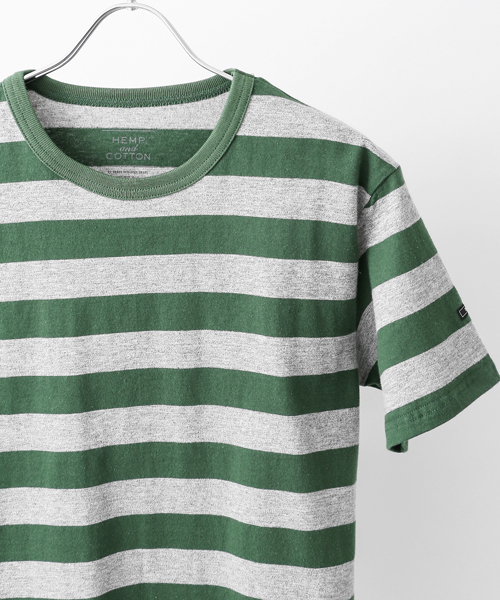URBAN RESEARCH DOORS MENS（アーバンリサーチ ドアーズ メンズ）の「DOORS Hemp Cotton Border Tee（Tシャツ/カットソー・メンズ・グレー/グリーン/ネイビー/オレンジ/パープル/ブラック・38/40）」の4枚目の写真
