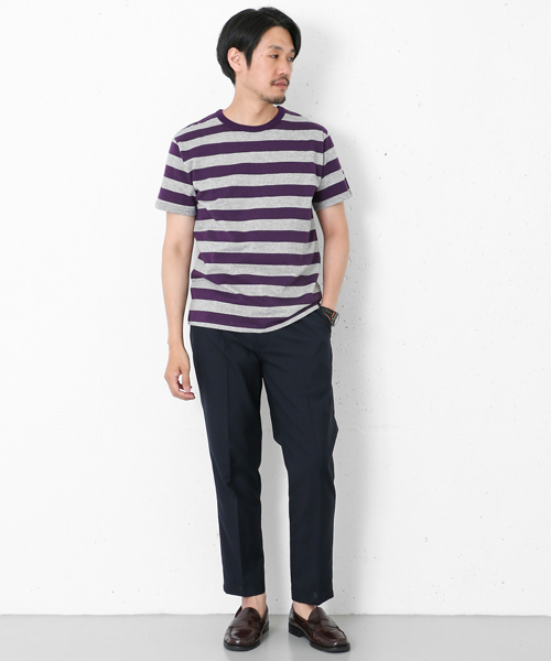 URBAN RESEARCH DOORS MENS（アーバンリサーチ ドアーズ メンズ）の「DOORS Hemp Cotton Border Tee（Tシャツ/カットソー・メンズ・グレー/グリーン/ネイビー/オレンジ/パープル/ブラック・38/40）」の22枚目の写真