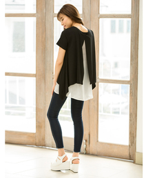 Re:EDIT | シフォン切り替えカットソートップス[夏新作][Re:EDIT/リエディ](Tシャツ/カットソー)