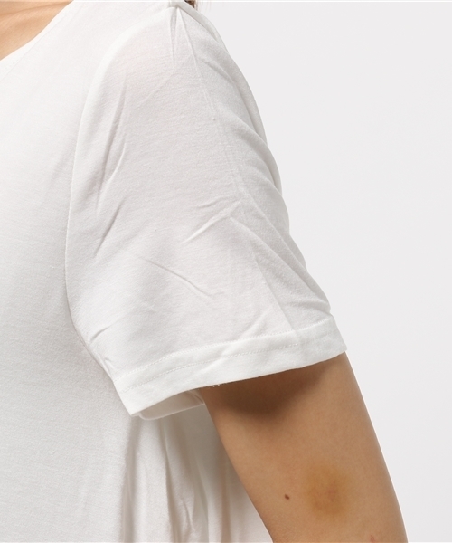 Re:EDIT（リエディ）の「シフォン切り替えカットソートップス[夏新作][Re:EDIT/リエディ]（Tシャツ/カットソー・レディース・ブラック×ブラック/ホワイト×ホワイト/グレー×ホワイト/カーキオリーブ/ブラック×ホワイト・MEDIUM）」の10枚目の写真