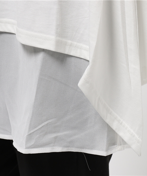 Re:EDIT（リエディ）の「シフォン切り替えカットソートップス[夏新作][Re:EDIT/リエディ]（Tシャツ/カットソー・レディース・ブラック×ブラック/ホワイト×ホワイト/グレー×ホワイト/カーキオリーブ/ブラック×ホワイト・MEDIUM）」の12枚目の写真