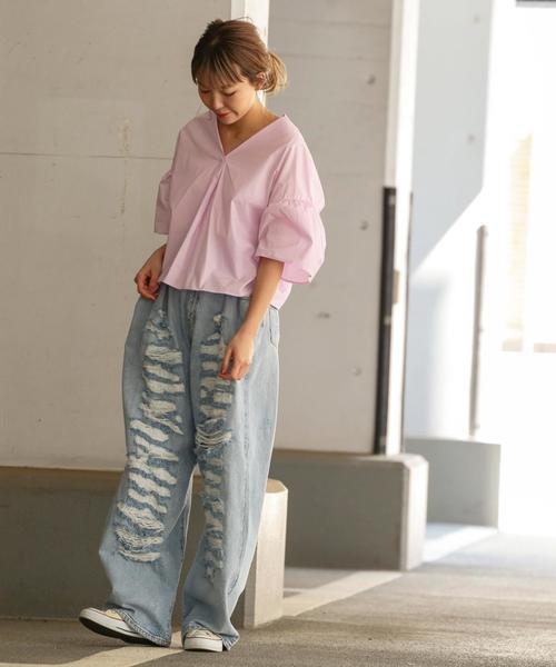 Another Edition(アナザーエディション)の「バックツイストブラウス ◆(シャツ/ブラウス・レディース・オフホワイト/ライラック・フリー)」の9枚目の写真