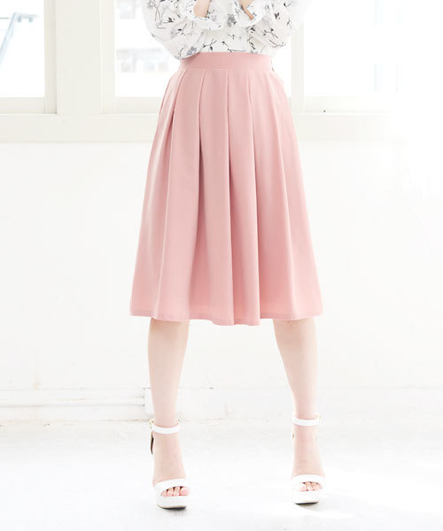 KOBE LETTUCE（コウベレタス）の「ウエストゴム☆ミディアム丈タックフレアスカート（スカート・レディース・ベージュ/ブルー/レッド/サックスブルー/ピンクベージュ/オフホワイト/ブラック/グリーン/ラベンダー/カーキ/イエロー/ネイビー/マスタード/モスグリーン/ボルドー/グリーン系その他/ブルー系その他/ブラック系その他/レッド系その他/パープル系その他/ホワイト系その他/イエロー系その他/ブルー系その他2/レッド系その他2/ピンク系その他/グリーン系その他2・FREE）」の21枚目の写真