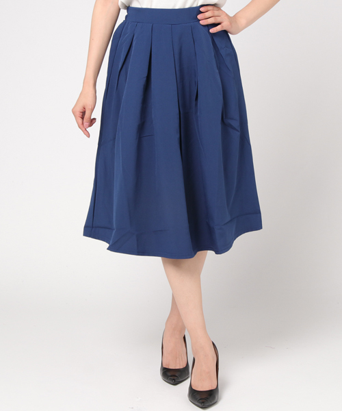 KOBE LETTUCE（コウベレタス）の「ウエストゴム☆ミディアム丈タックフレアスカート（スカート・レディース・ベージュ/ブルー/レッド/サックスブルー/ピンクベージュ/オフホワイト/ブラック/グリーン/ラベンダー/カーキ/イエロー/ネイビー/マスタード/モスグリーン/ボルドー/グリーン系その他/ブルー系その他/ブラック系その他/レッド系その他/パープル系その他/ホワイト系その他/イエロー系その他/ブルー系その他2/レッド系その他2/ピンク系その他/グリーン系その他2・FREE）」の11枚目の写真