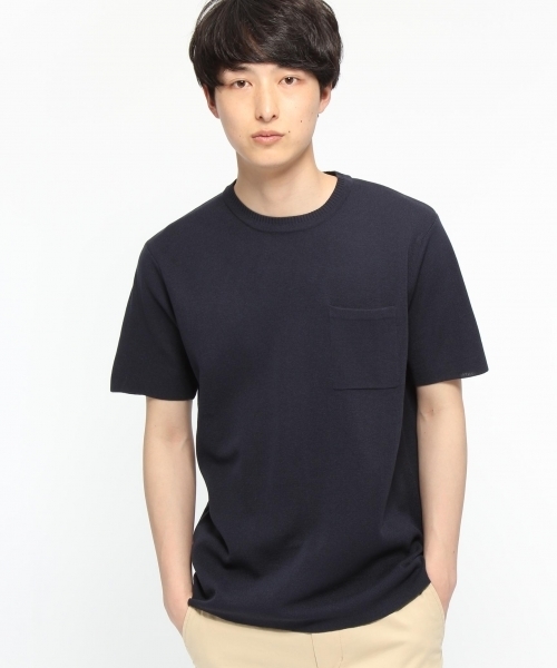 LAKOLE(ラコレ)の「【ドライタッチ】ミラノリブショートスリーブTEE / LAKOLE(ニット/セーター・メンズ・ホワイト/ネイビー/ブラック/オリーブ/ベージュ・SMALL/LARGE/MEDIUM)」の1枚目の写真