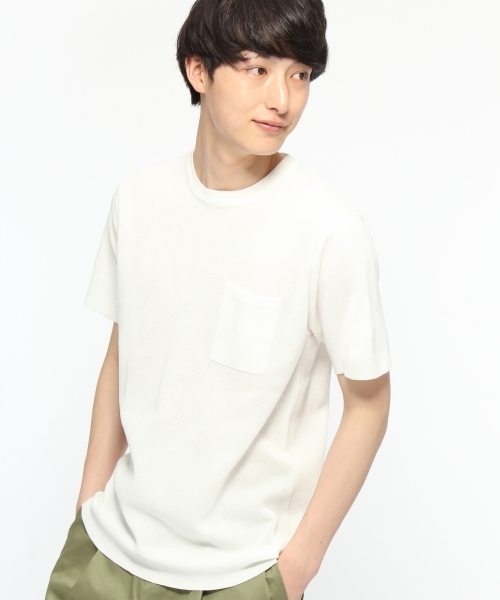 LAKOLE(ラコレ)の「【ドライタッチ】ミラノリブショートスリーブTEE / LAKOLE(ニット/セーター・メンズ・ホワイト/ネイビー/ブラック/オリーブ/ベージュ・SMALL/LARGE/MEDIUM)」の2枚目の写真