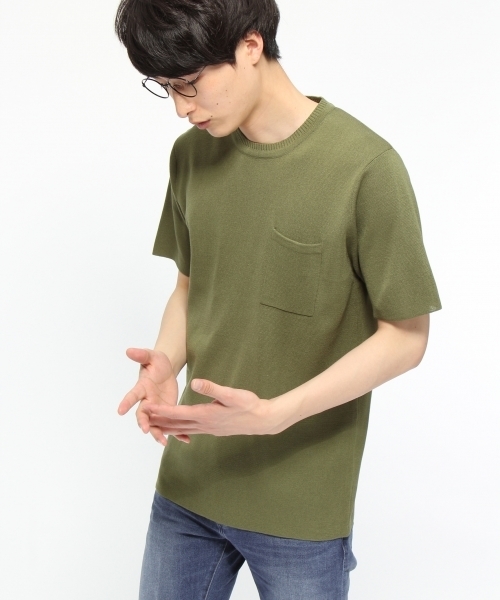 LAKOLE(ラコレ)の「【ドライタッチ】ミラノリブショートスリーブTEE / LAKOLE(ニット/セーター・メンズ・ホワイト/ネイビー/ブラック/オリーブ/ベージュ・SMALL/LARGE/MEDIUM)」の5枚目の写真