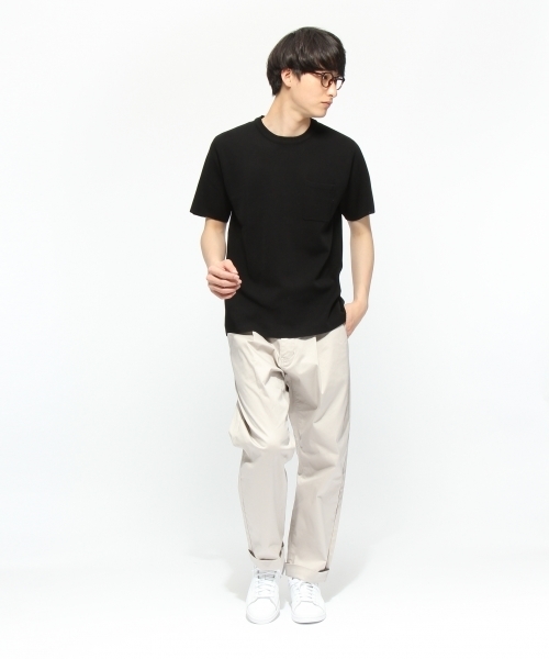LAKOLE(ラコレ)の「【ドライタッチ】ミラノリブショートスリーブTEE / LAKOLE(ニット/セーター・メンズ・ホワイト/ネイビー/ブラック/オリーブ/ベージュ・SMALL/LARGE/MEDIUM)」の7枚目の写真