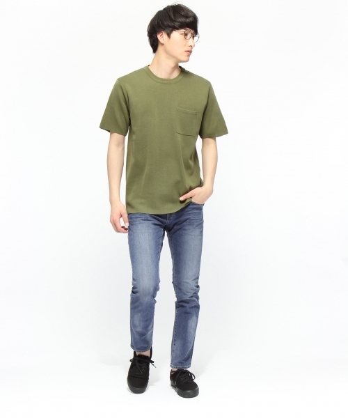 LAKOLE(ラコレ)の「【ドライタッチ】ミラノリブショートスリーブTEE / LAKOLE(ニット/セーター・メンズ・ホワイト/ネイビー/ブラック/オリーブ/ベージュ・SMALL/LARGE/MEDIUM)」の9枚目の写真