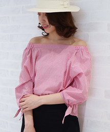 N.（N. Natural Beauty Basic） | ◆オフショルコットンリボンスリーブブラウス(シャツ/ブラウス)