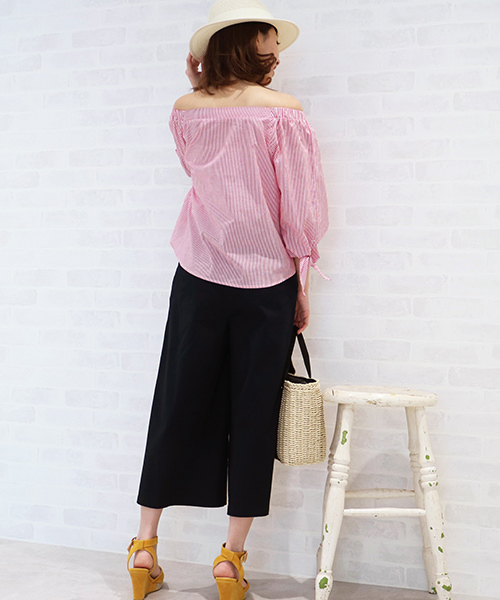 N.（N. Natural Beauty Basic）（エヌエヌナチュラルビューティーベーシック）の「◆オフショルコットンリボンスリーブブラウス（シャツ/ブラウス・レディース・レッド系その他/ブルー系その他・MEDIUM）」の10枚目の写真