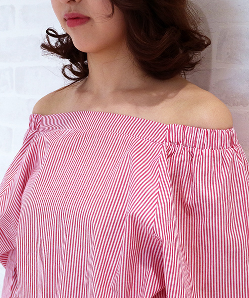 N.（N. Natural Beauty Basic）（エヌエヌナチュラルビューティーベーシック）の「◆オフショルコットンリボンスリーブブラウス（シャツ/ブラウス・レディース・レッド系その他/ブルー系その他・MEDIUM）」の11枚目の写真