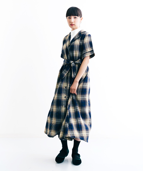 MERLOT（メルロー）の「シャドウチェック柄シャツワンピース1179（シャツワンピース・レディース・ネイビー/レッド/グリーン・FREE）」の3枚目の写真