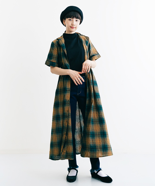 MERLOT（メルロー）の「シャドウチェック柄シャツワンピース1179（シャツワンピース・レディース・ネイビー/レッド/グリーン・FREE）」の2枚目の写真