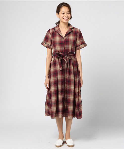 MERLOT（メルロー）の「シャドウチェック柄シャツワンピース1179（シャツワンピース・レディース・ネイビー/レッド/グリーン・FREE）」の13枚目の写真