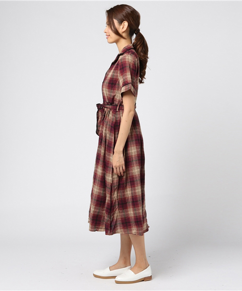 MERLOT（メルロー）の「シャドウチェック柄シャツワンピース1179（シャツワンピース・レディース・ネイビー/レッド/グリーン・FREE）」の14枚目の写真