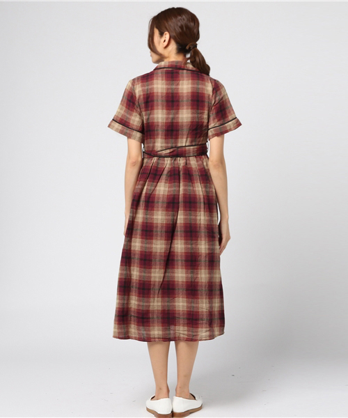 MERLOT（メルロー）の「シャドウチェック柄シャツワンピース1179（シャツワンピース・レディース・ネイビー/レッド/グリーン・FREE）」の15枚目の写真