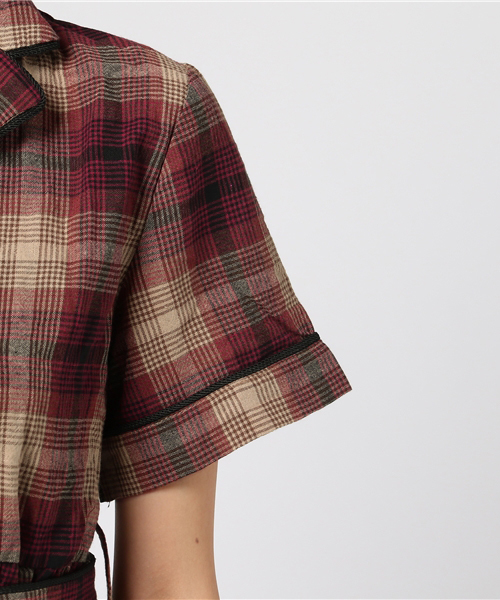 MERLOT（メルロー）の「シャドウチェック柄シャツワンピース1179（シャツワンピース・レディース・ネイビー/レッド/グリーン・FREE）」の8枚目の写真