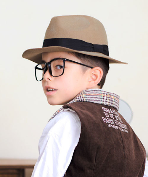 14+(イチヨンプラス)の「KIDSつば広中折ハット(ハット・キッズ・ベージュ/ブラック・FREE)」の1枚目の写真