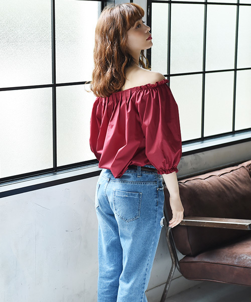 Luz Llena(ラズレナ)の「ボリュームスリーブ・オフショルブラウス(シャツ/ブラウス・レディース・ブラック/レッド・MEDIUM)」の9枚目の写真