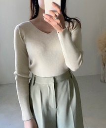 4typeベーシックリブニットトップス