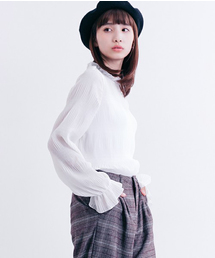 MERLOT | シフォンプリーツフリル襟ブラウス1308(シャツ/ブラウス)